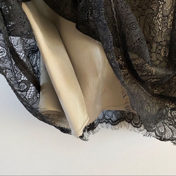 Anthropologie Dress Silk Lace A Line Knee Length Sleeveless V Neck Size 4 Black - Picture 6 of 12